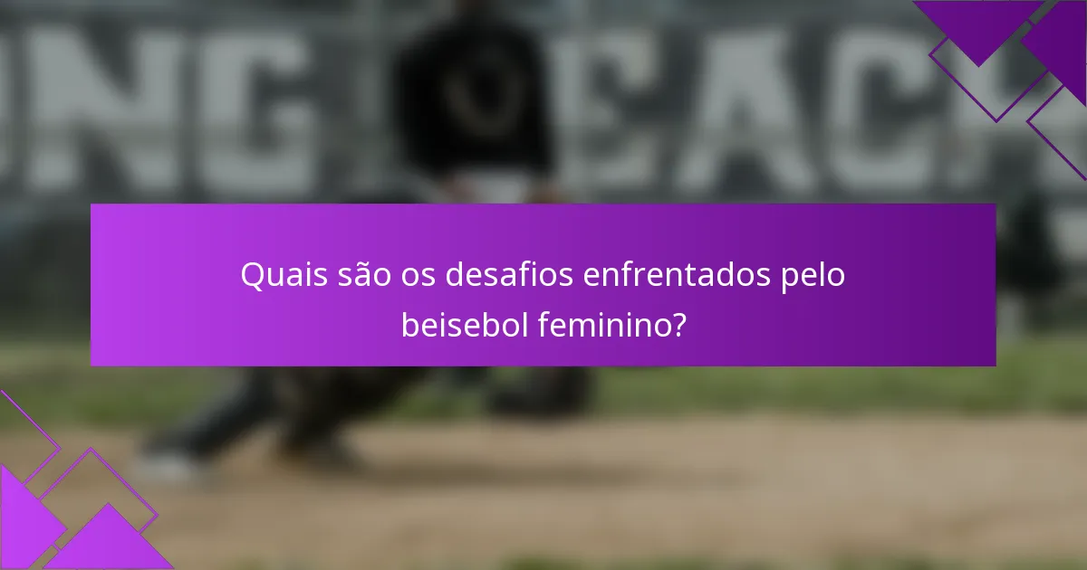 Quais são os desafios enfrentados pelo beisebol feminino?